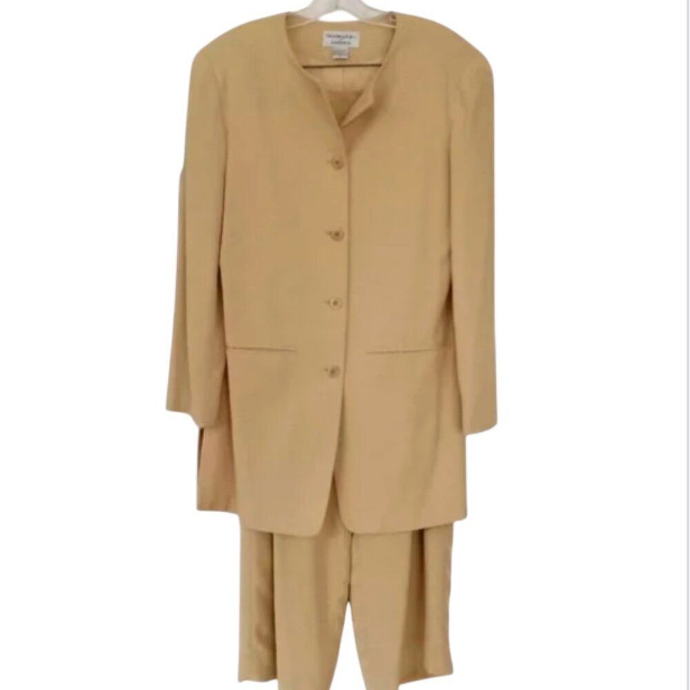 Bloomingdale's by Patrick 100% Silk Vintage 1980s Pant Suit Jacket M Pants 30"